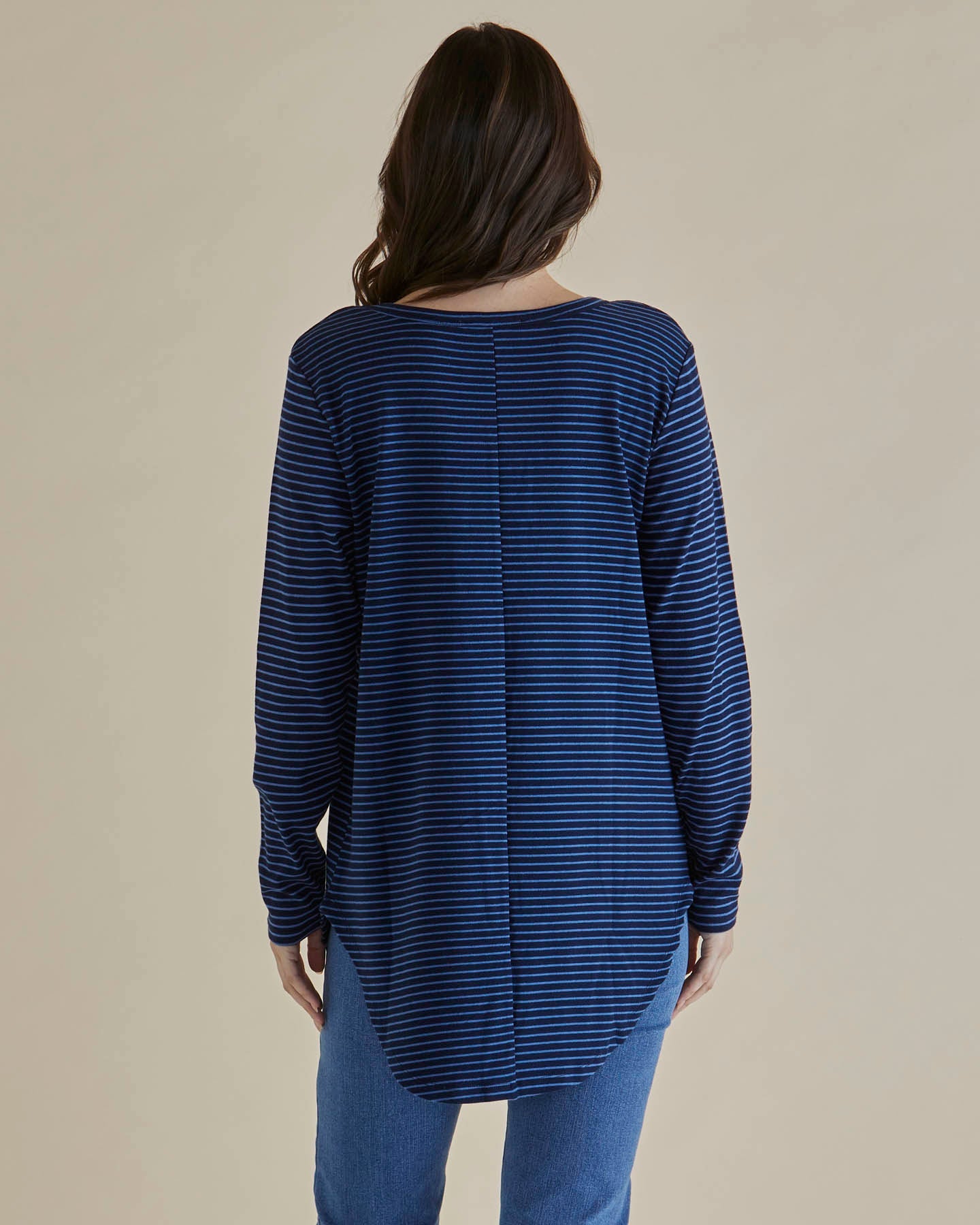 Betty Basics Megan Long Sleeve Top (Blue Stripe)