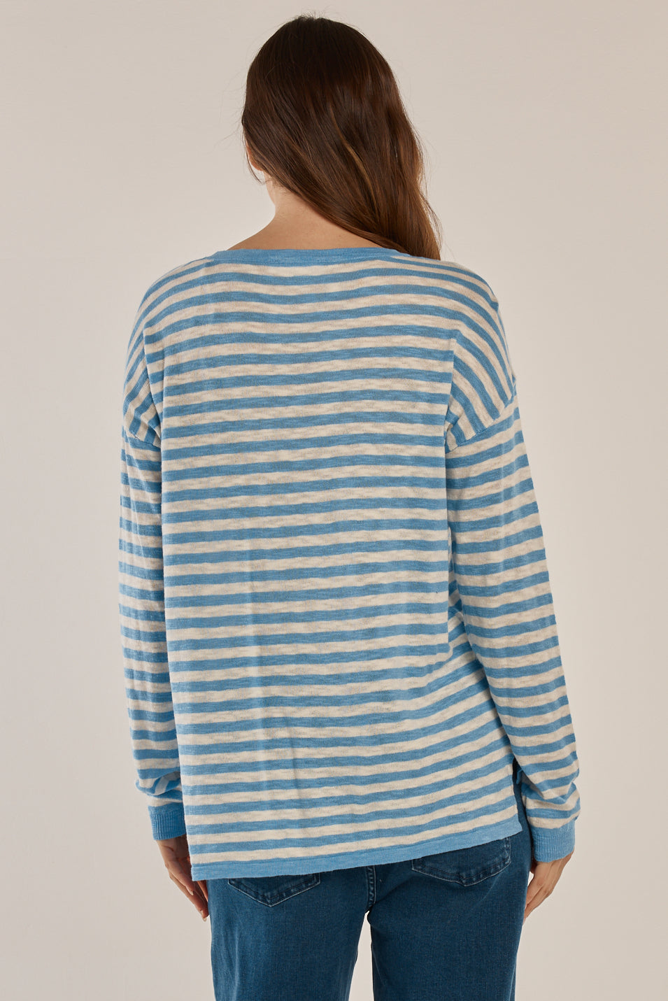 Betty Basics Natasha Knit Top (Cornflower Blue Stripe)
