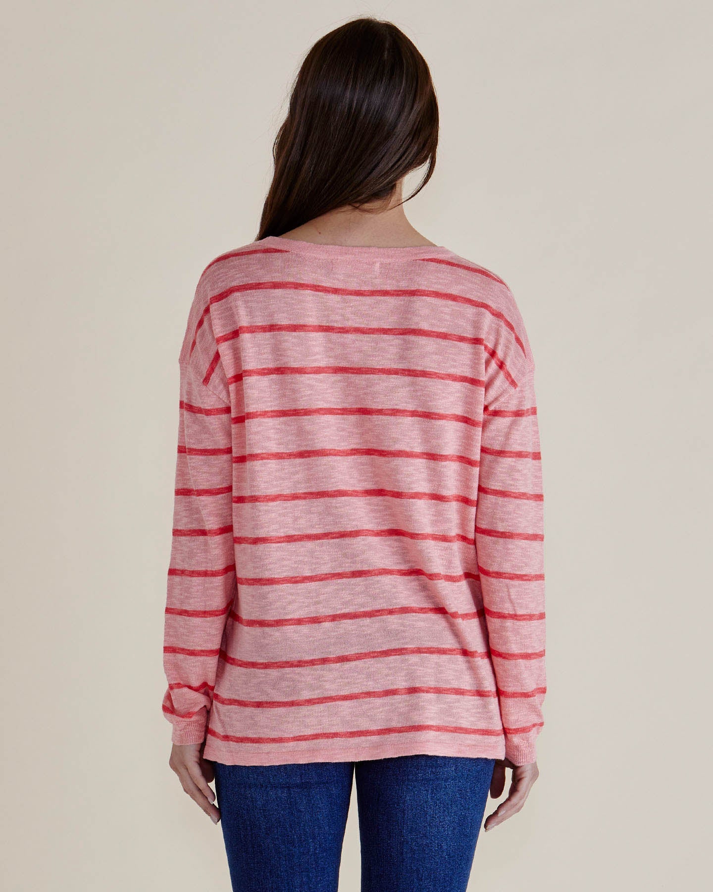 Betty Basics Natasha Knit Top (Pink Stripe)