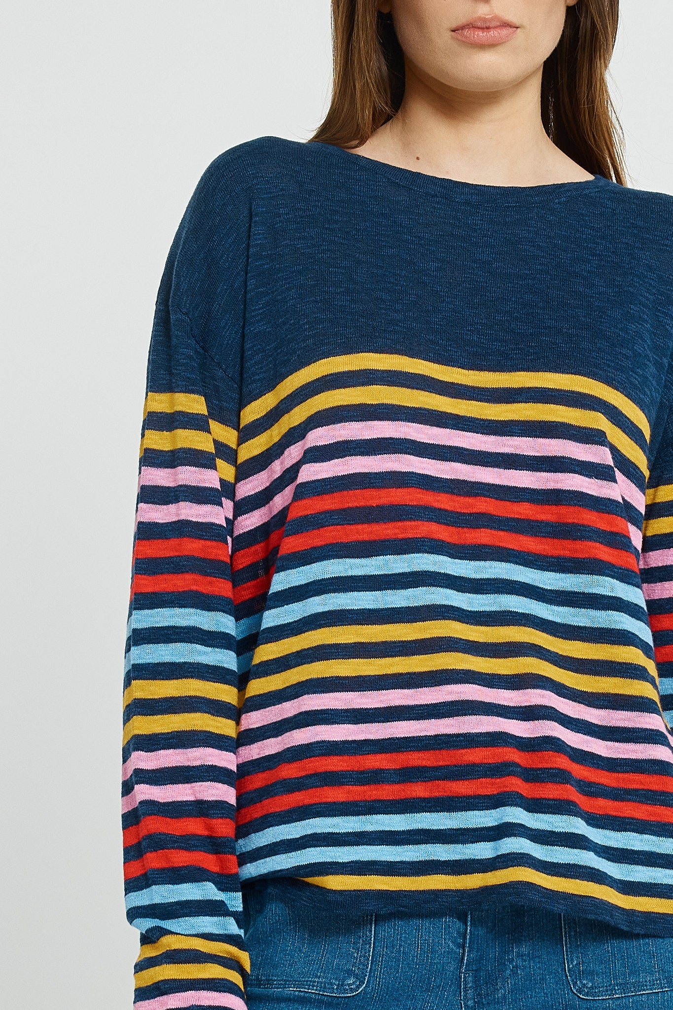Betty Basics Natasha Knit Top (Rainbow Stripe)