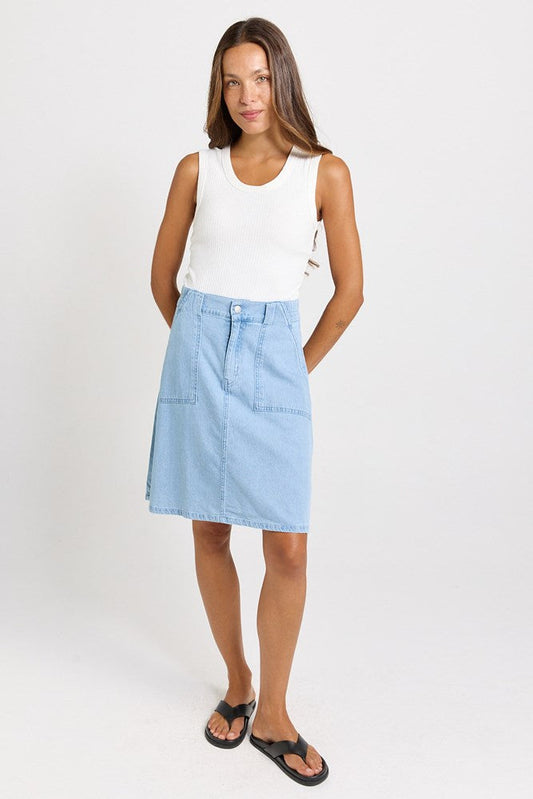 Betty Basics Aida A-Line Denim Skirt (Medium Wash)