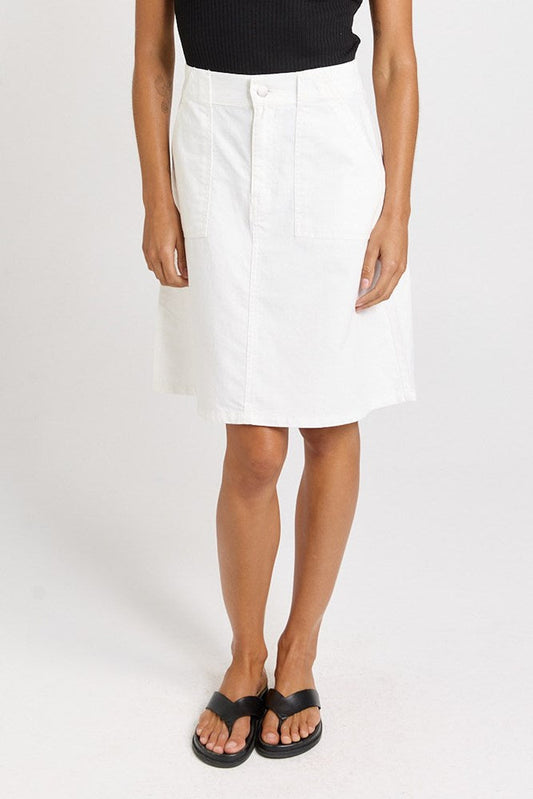 Betty Basics Aida A-Line Denim Skirt (White)