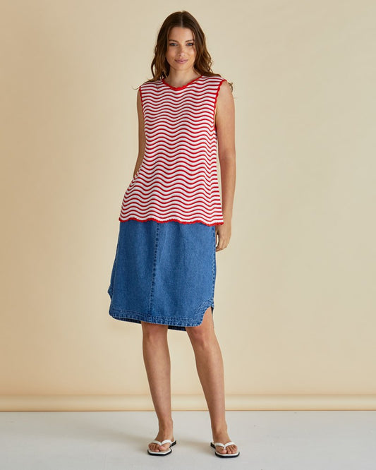 Betty Basics Aviva Tank (Red/White Stripe)