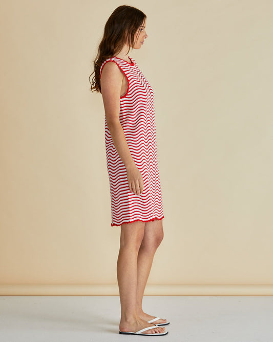 Betty Basics Viola Tank Dress (Red/White Stripe)