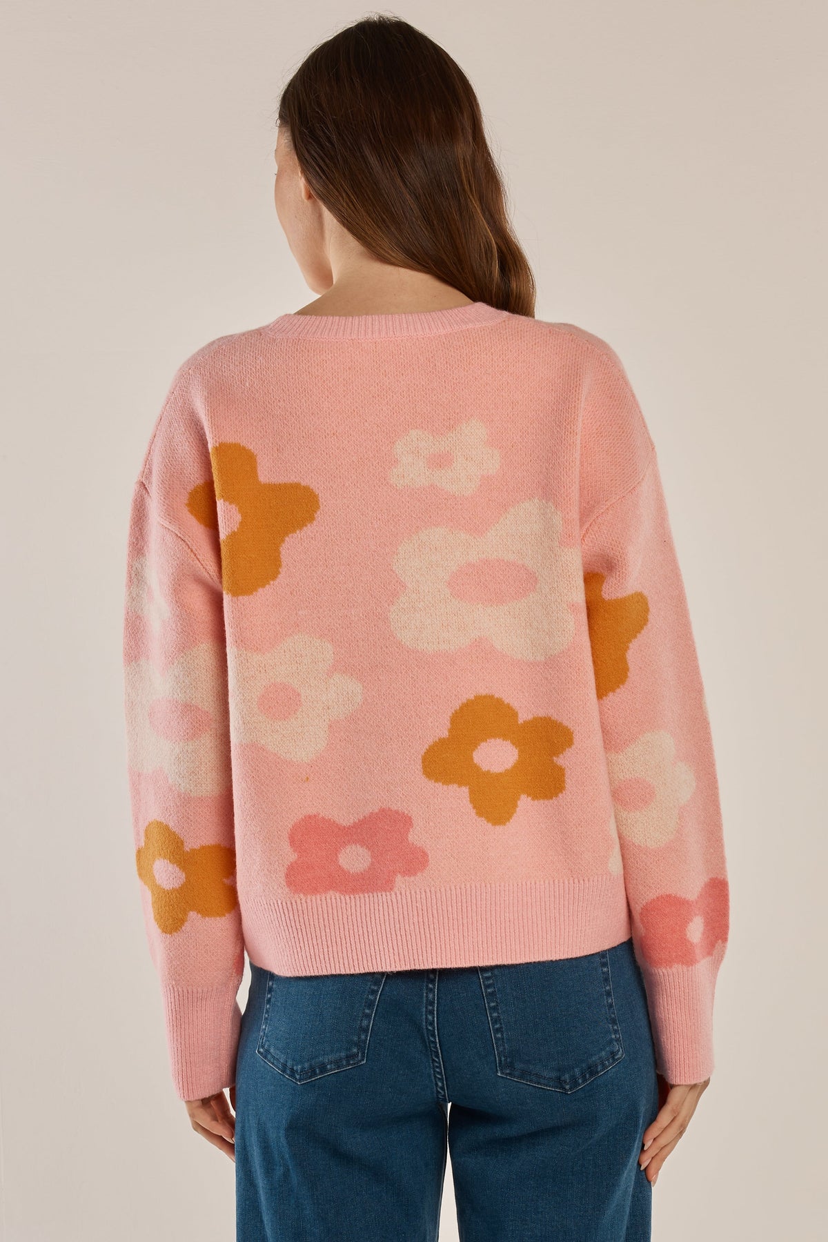 Betty Basics Leonie Knit Sweater (Jacquard Flowers)