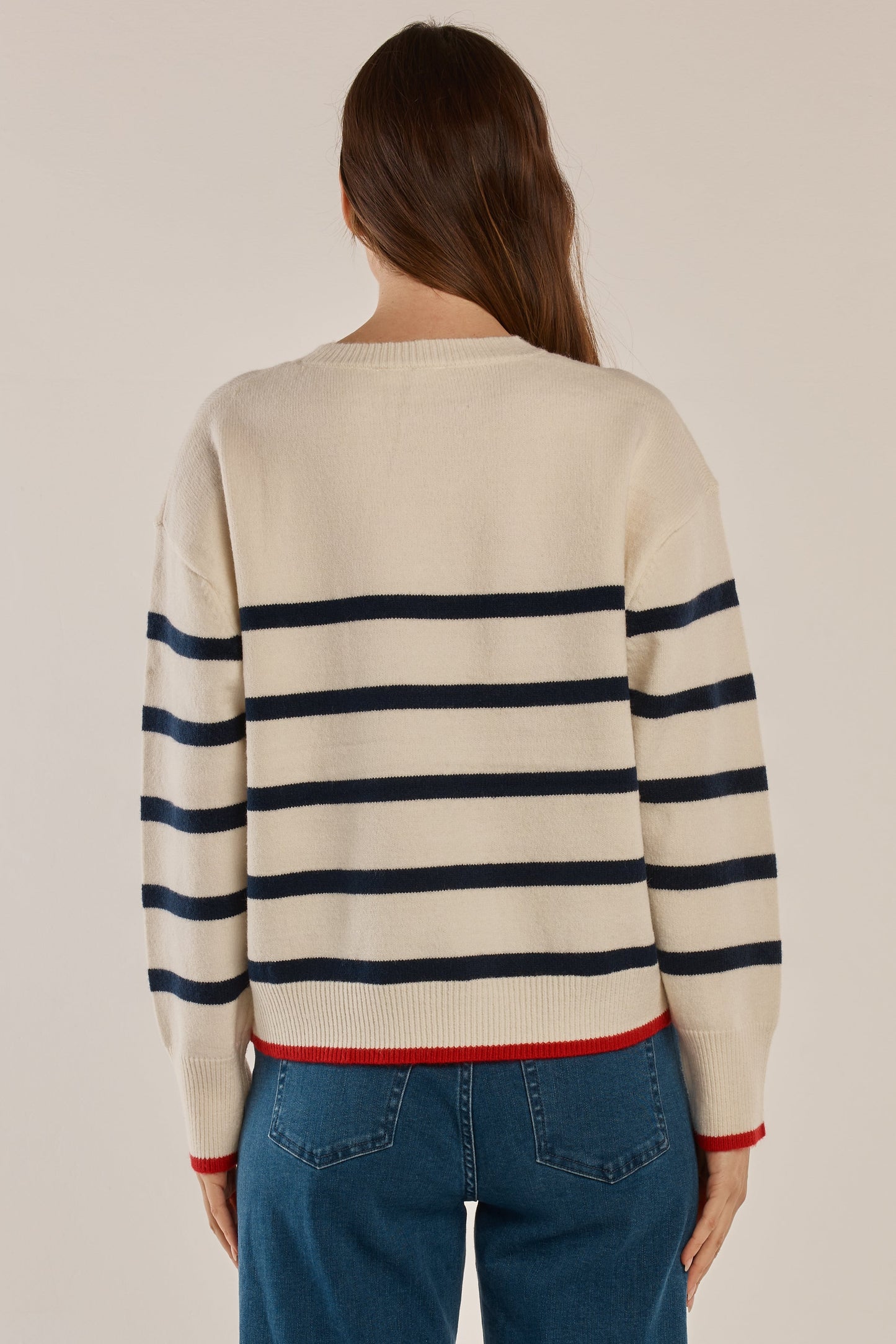 Betty Basics Leonie Knit Sweater- (Navy/Off-White Stripe)