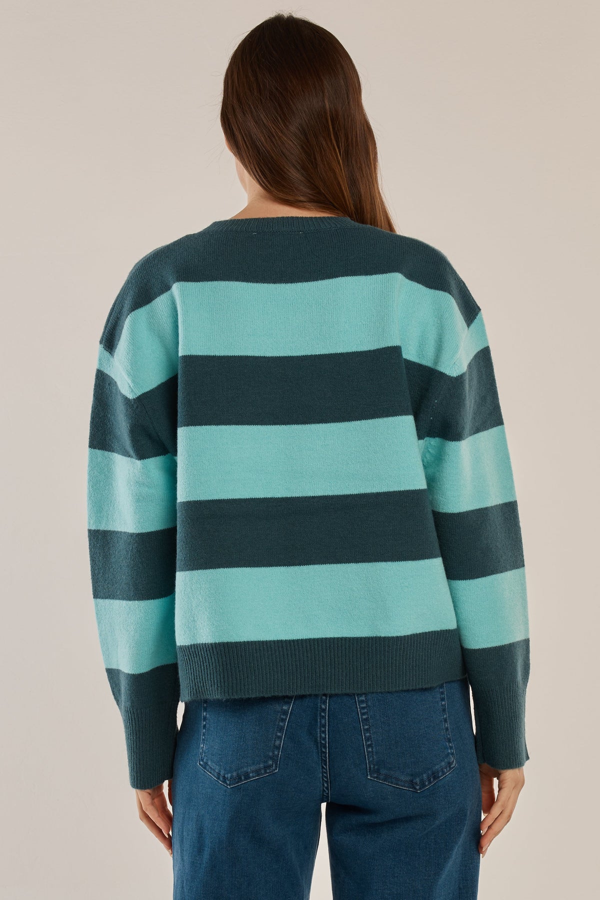Betty Basics Leonie Knit Sweater (Teal Green/Blue Stripe)