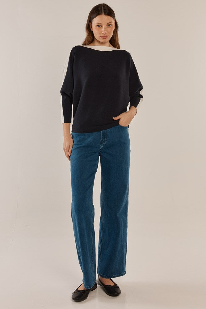 Betty Basics Boatneck Knit Jumper (Navy)