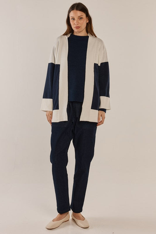 Betty Basics Chase Cardigan (Navy/Cream)