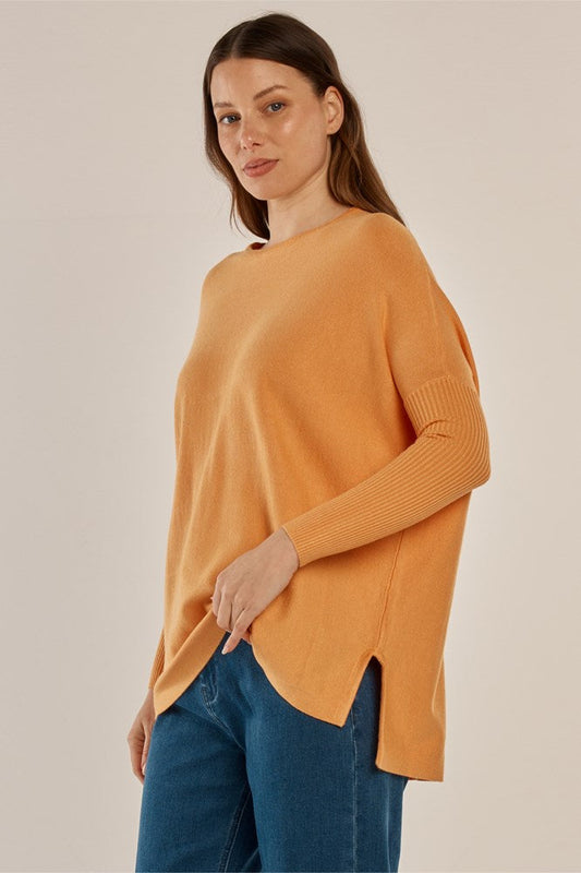Betty Basics Blakely Batwing Sweater (Orange)