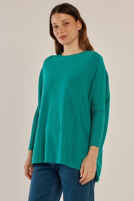 Betty Basics Blakely Batwing Sweater (Teal)