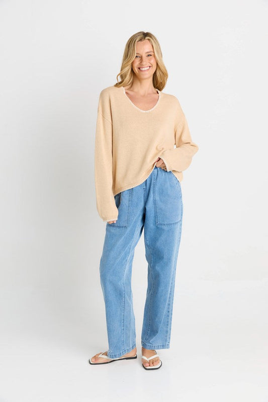 Betty Basics Ascot Stitch Sweater (Cream)