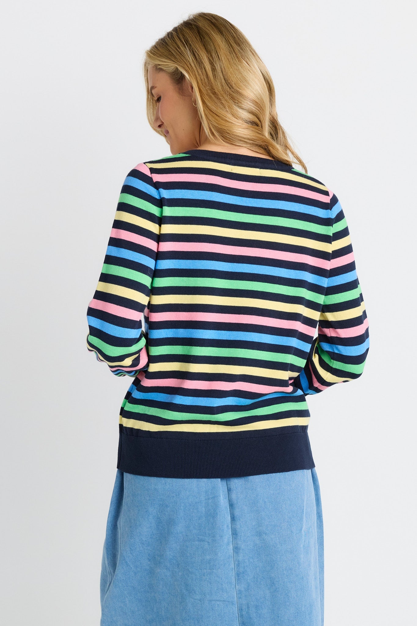 Betty Basics Indie Knit Sweater (Rainbow Stripe)