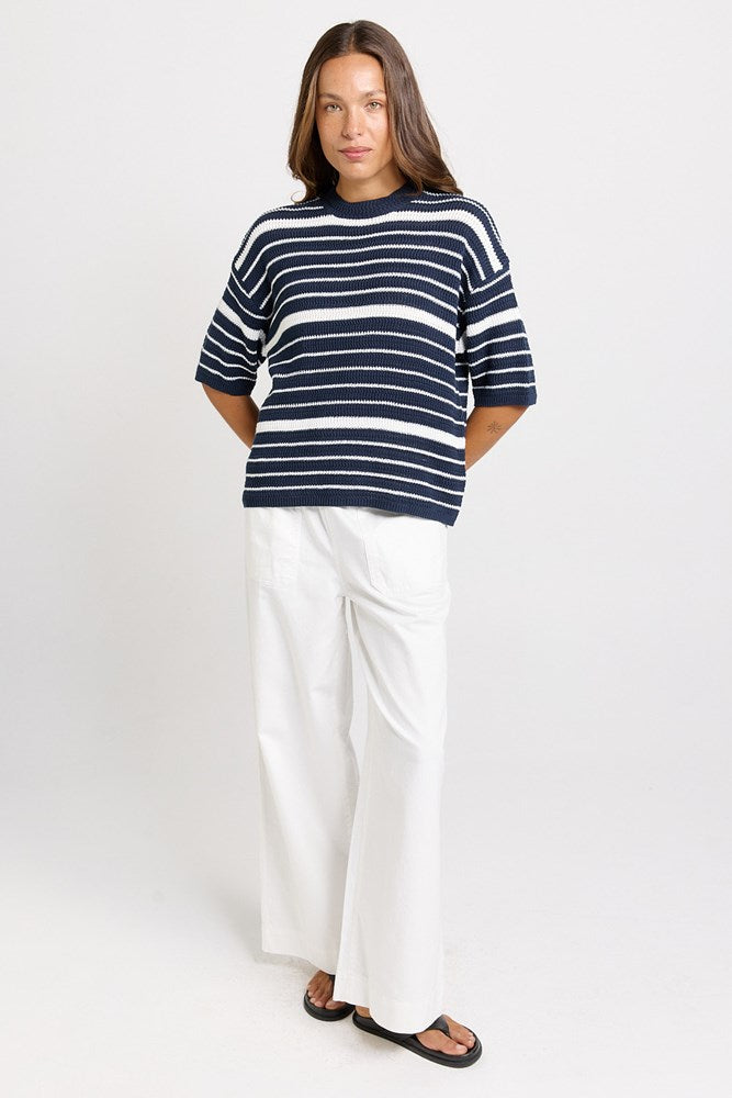 Betty Basics Dylan Knit Tee (Navy/White Stripe)