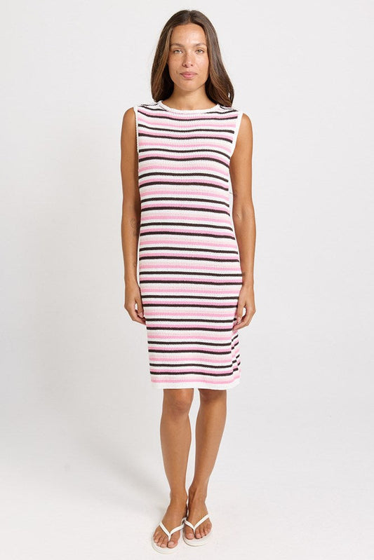 Betty Basics Mandy Knit Tank Dress (Chocolate/Pink Combo)