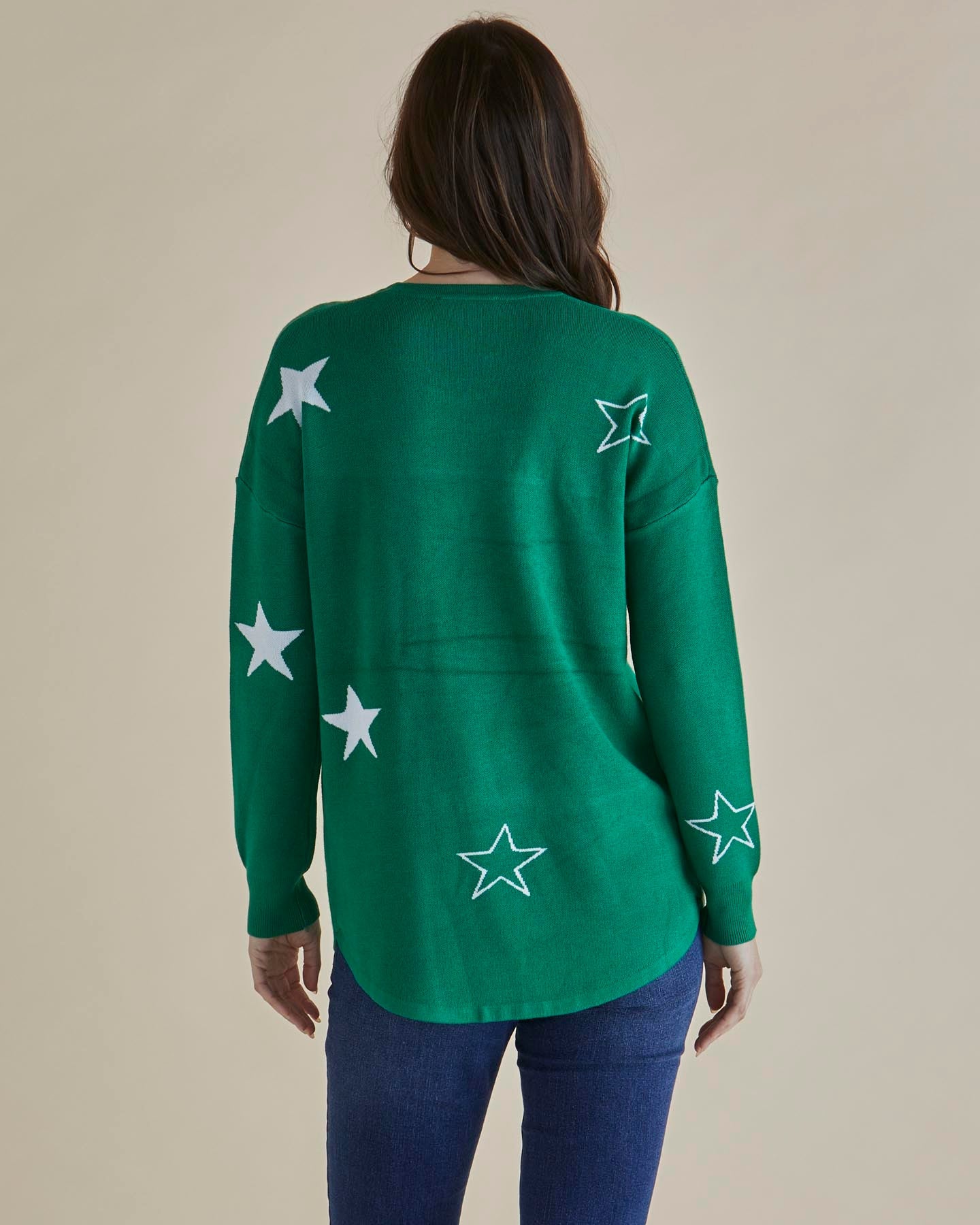 Betty Basics Sophie Knit Jumper (Green Stars)