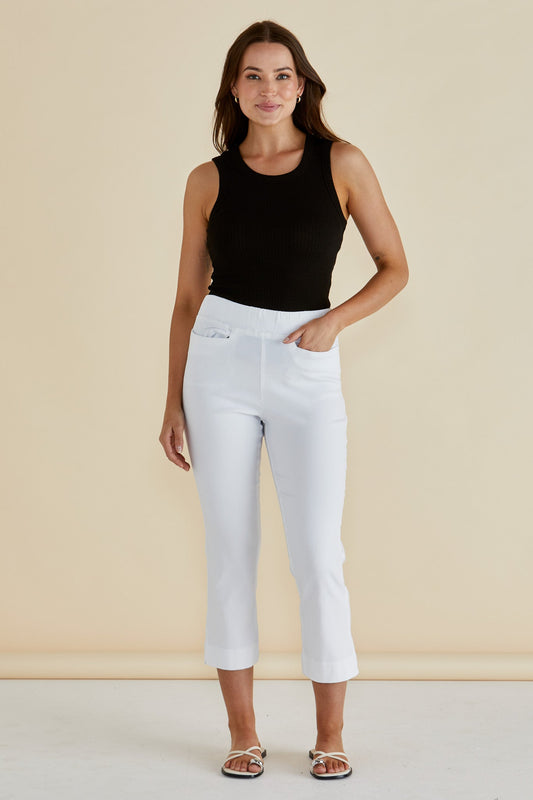 Betty Basics Crop Bengaline Pant (White)