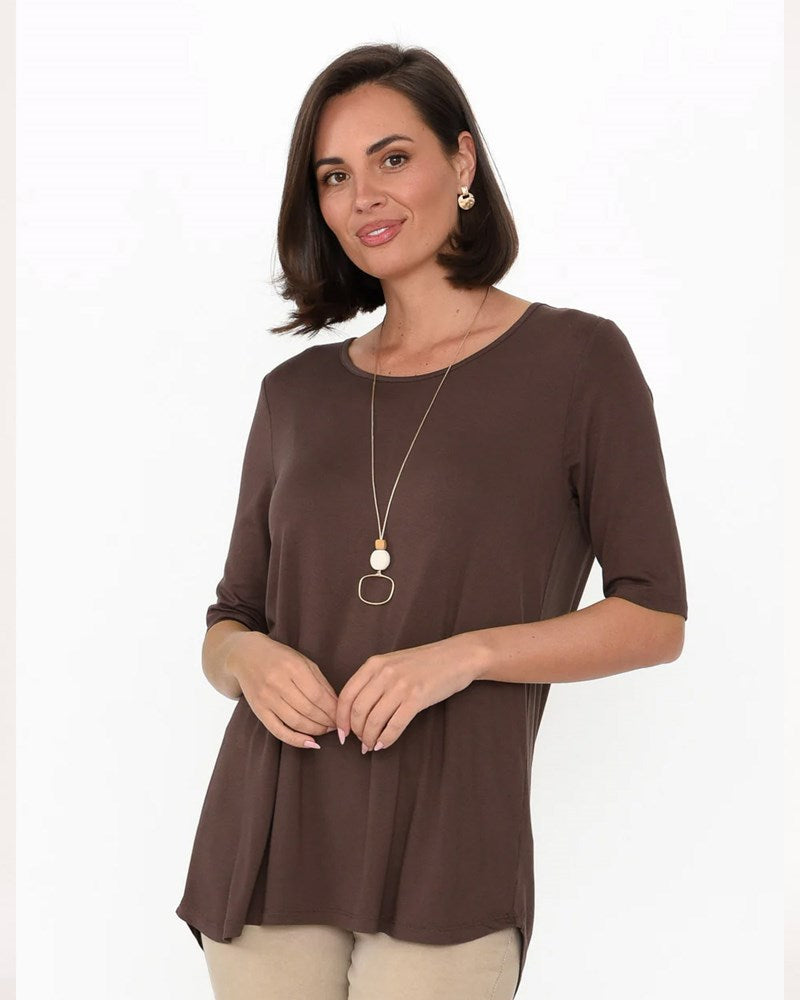 Image of T-Shirts. Product name - Maya Tee in Nutmeg colour by brand - Betty Basics