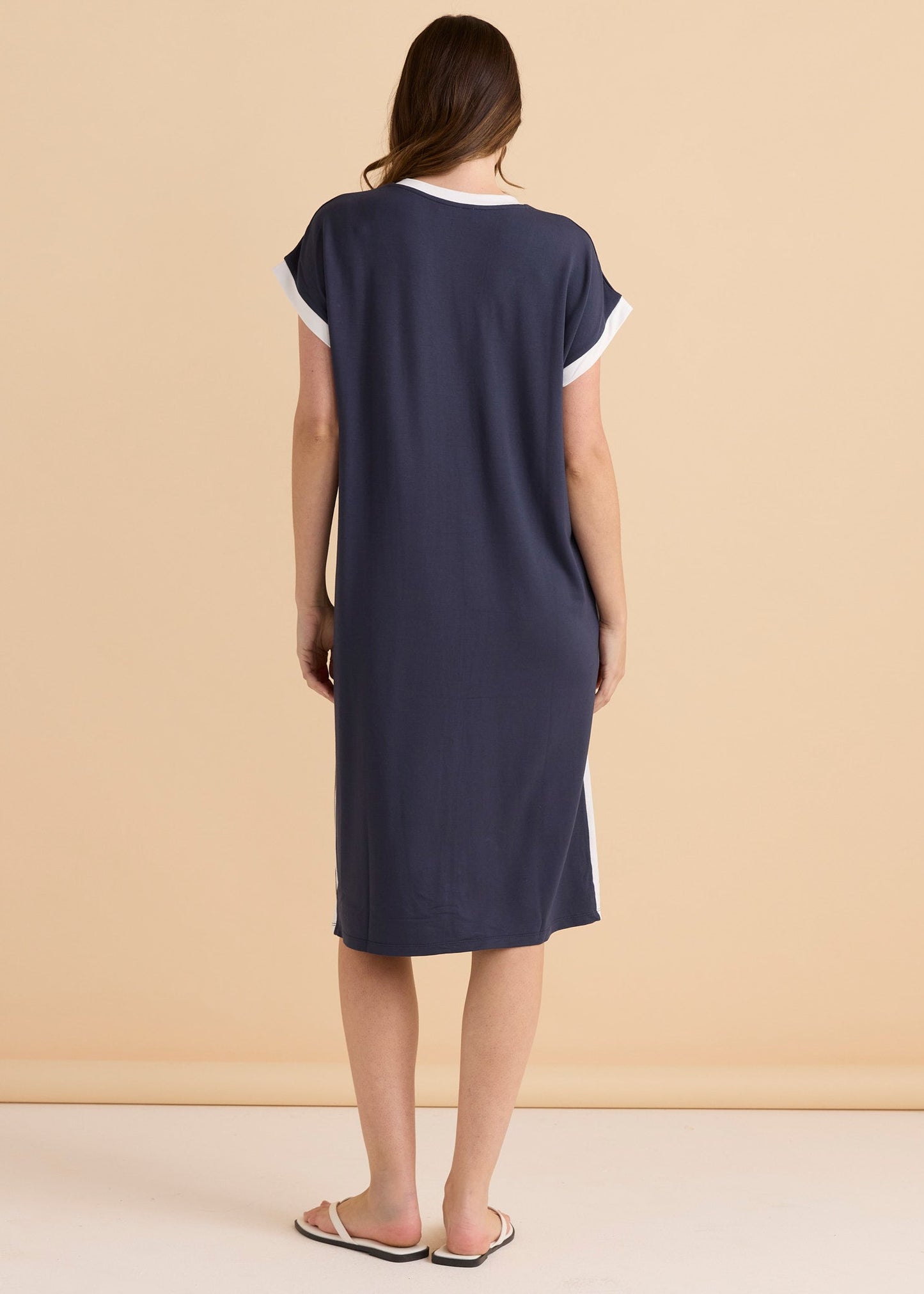Betty Basics Tula T-Shirt Dress (Petrol/White)