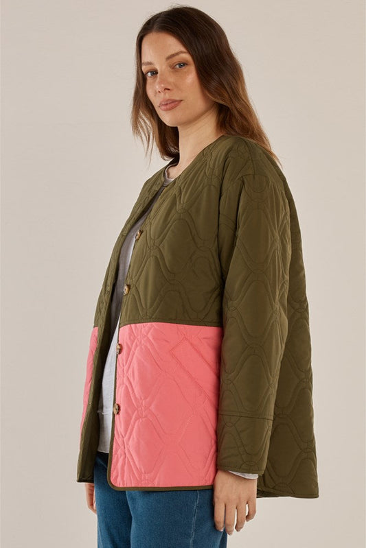 Betty Basics Quincy Jacket (Khaki/Pink)