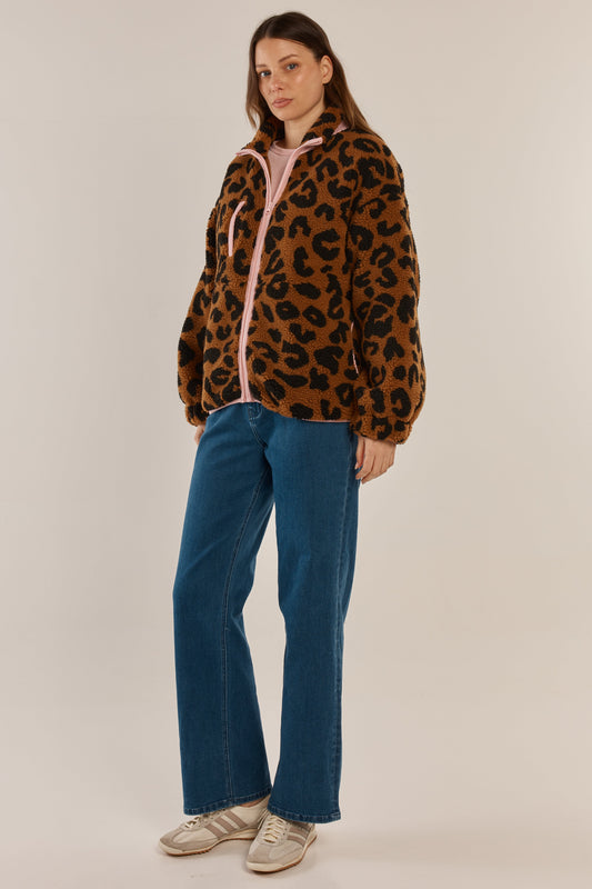 Betty Basics Jayne Fleece Jacket (Animal/Pink)