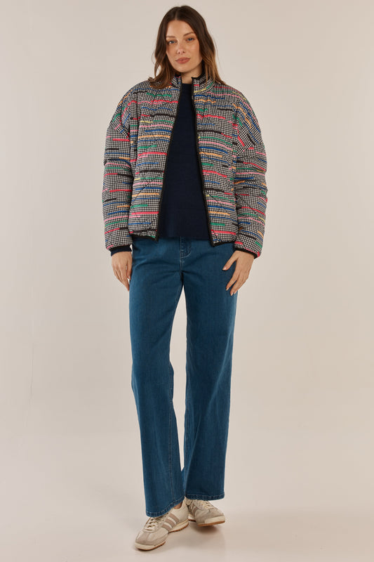 Betty Basics Finch Reversible Jacket (Rainbow Houndstooth/Black)