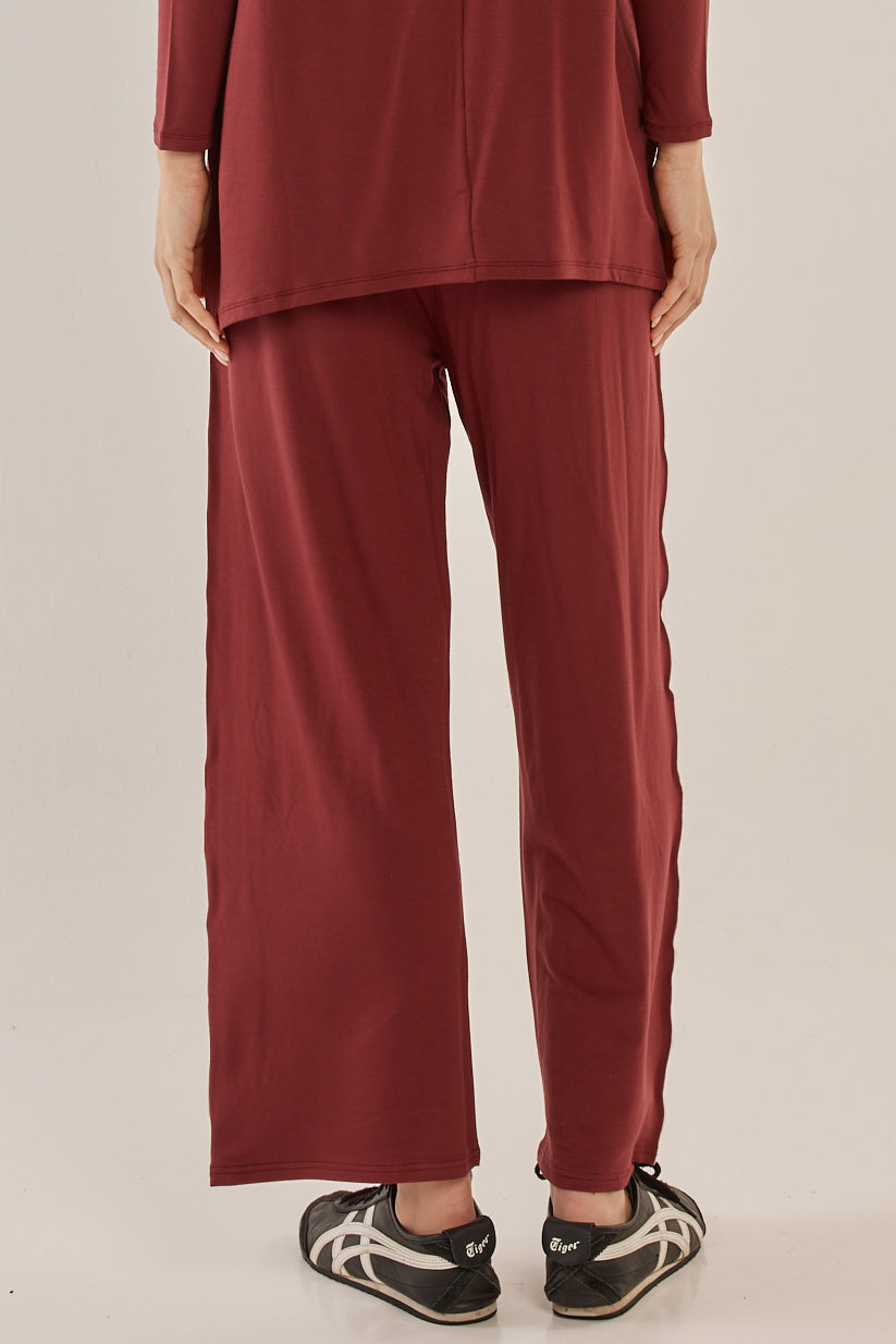 Betty Basics Evelyn Wide Leg Jogger Burgundy (Burgandy)