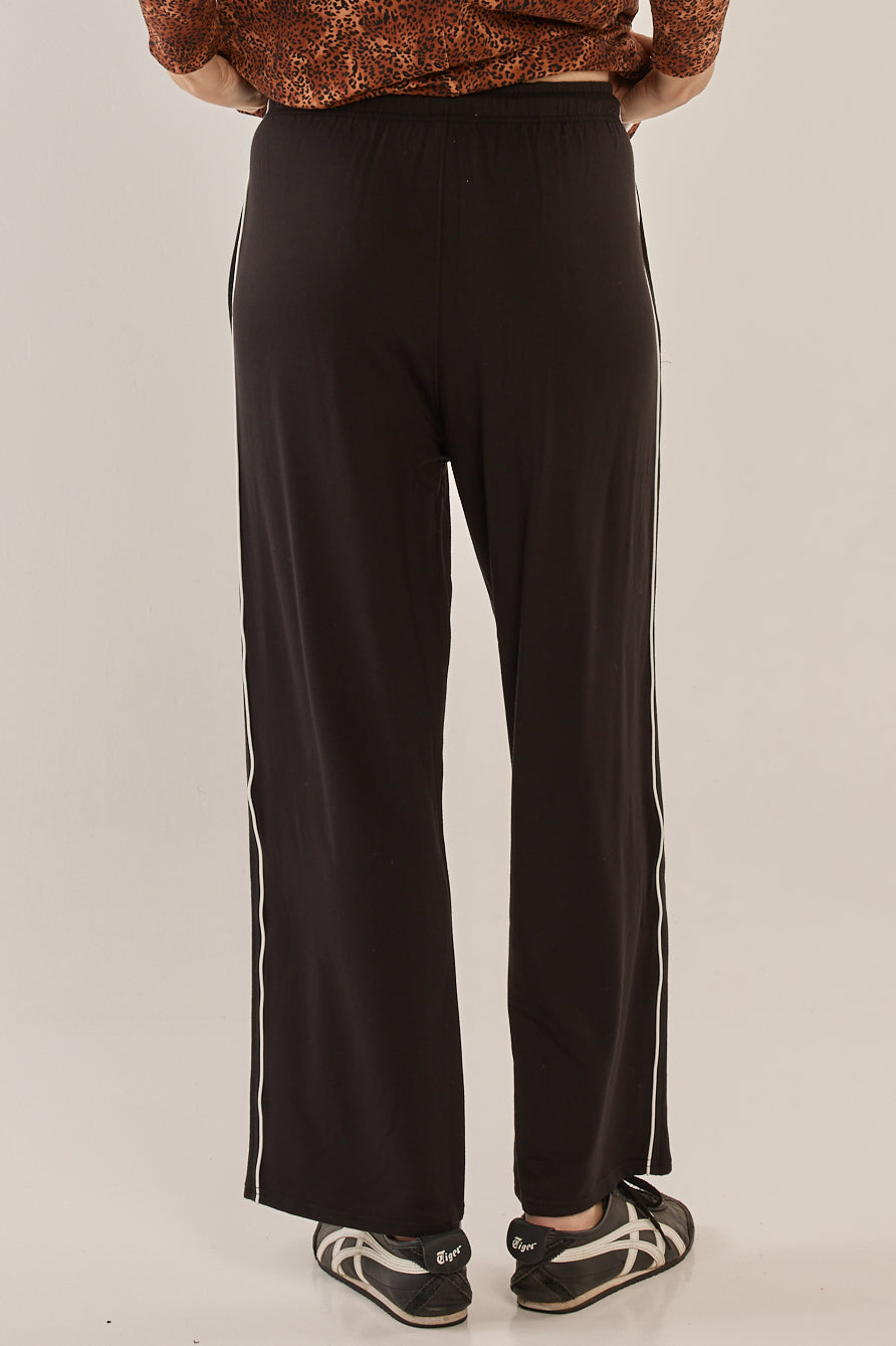 Betty Basics Evelyn Wide Leg Jogger (Black/White)