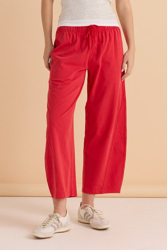 Betty Basics Barrel Leg Sweatpant (Red)