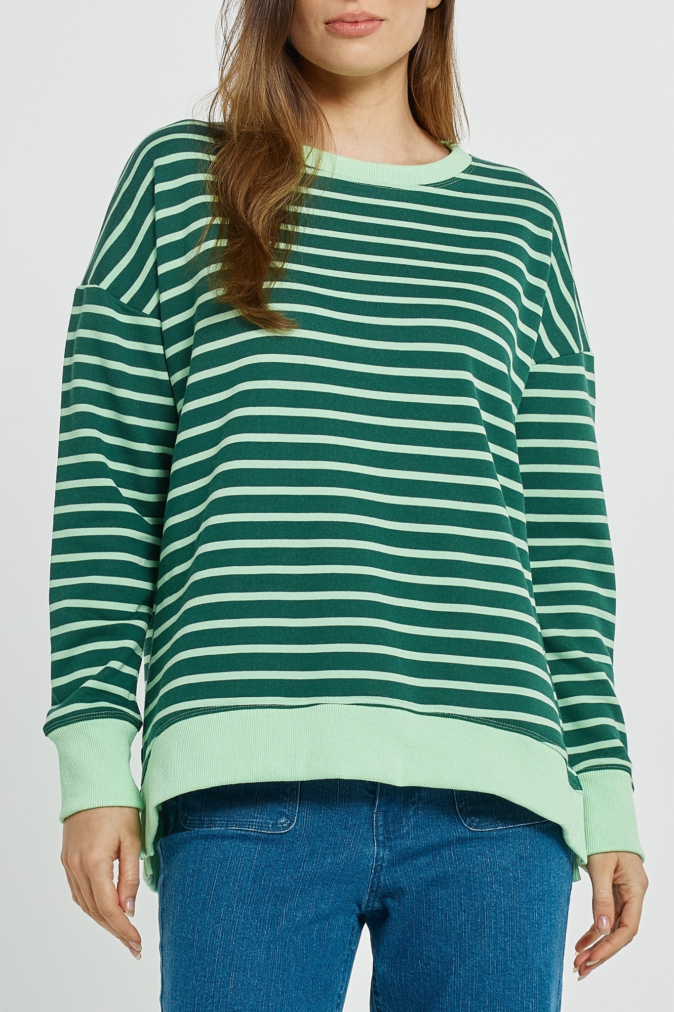Betty Basics Tide Sweatshirt Dark Green/Green Strip (Darkgreen/Green Stripe)