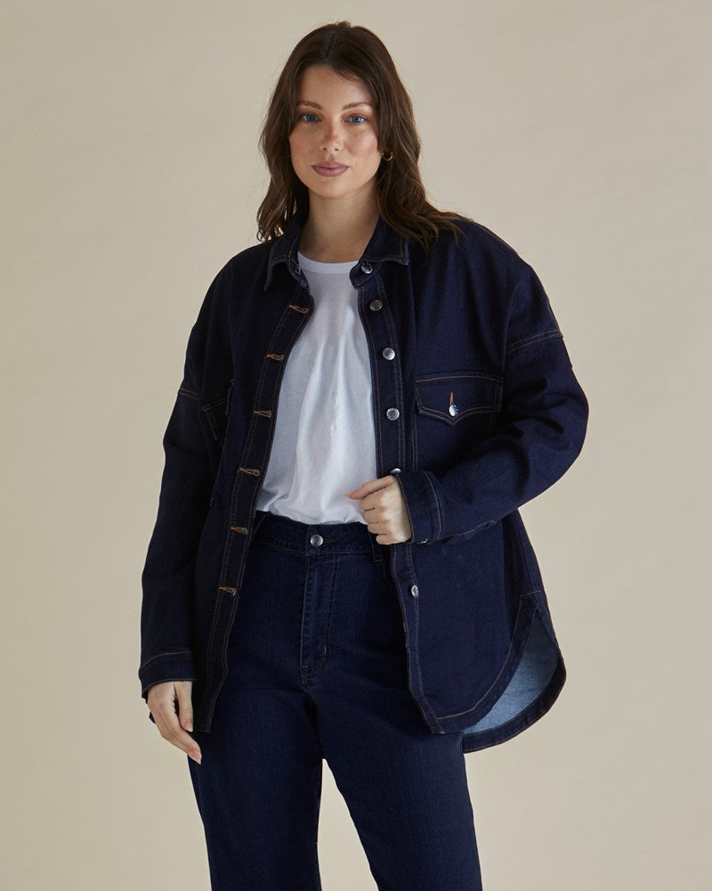 Image of Jeans. Productname: Betty Basics Cherry Denim Shirt Smoke Ink in Smoke Ink colour by brand - Betty Basics