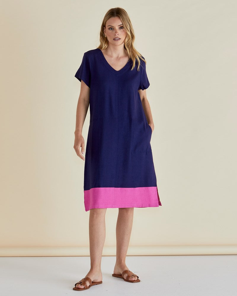 Betty Basics Elwood Dress (Navy/Pink)