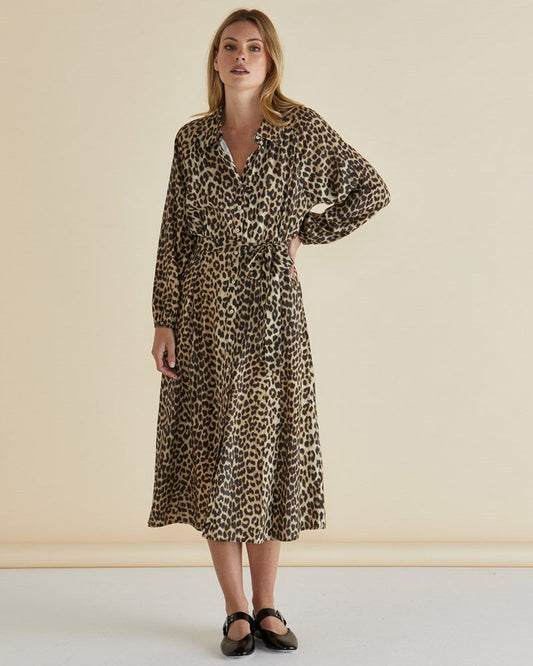 Betty Basics Lisa Leopard Shirt Dress (Leopard Print)