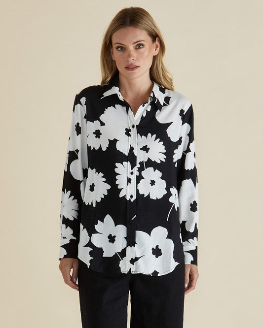 Betty Basics Rosie Shirt (Monochrome Floral)