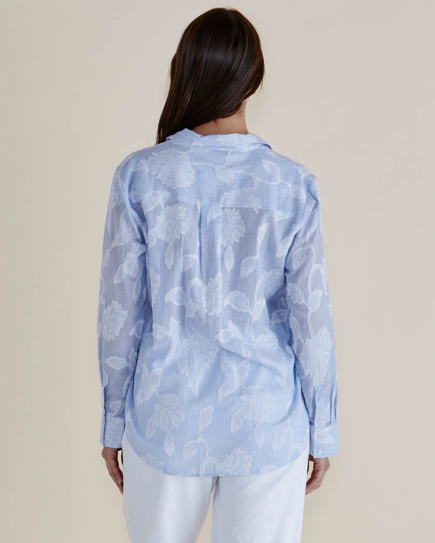 Betty Basics Lace Stripe Shirt (Lace Floral)