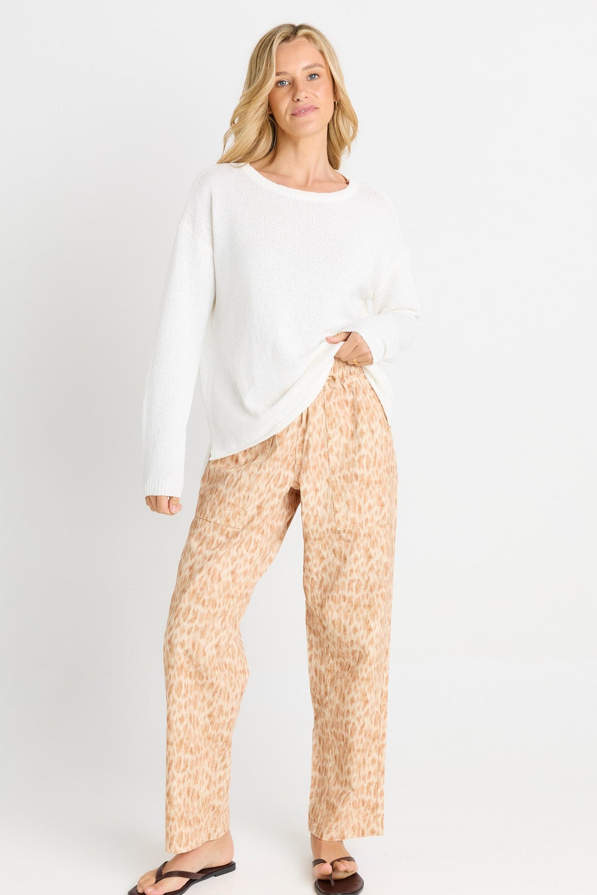 Betty Basics Quinn Cotton Jogger (Ocelot Print)