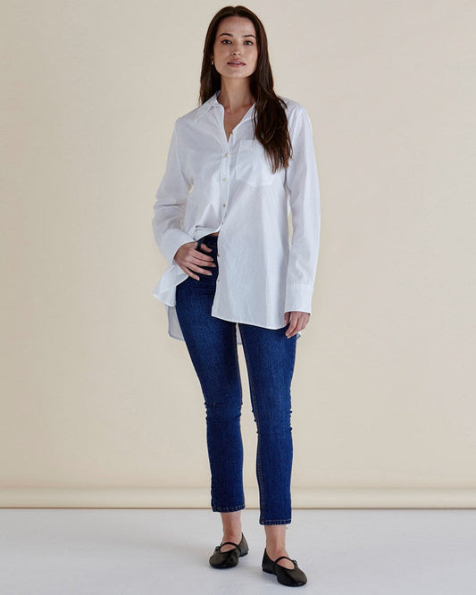 Betty Basics Shellie Poplin Shirt (White)