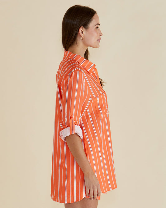 Betty Basics Mills Shirt (Peach Stripe)