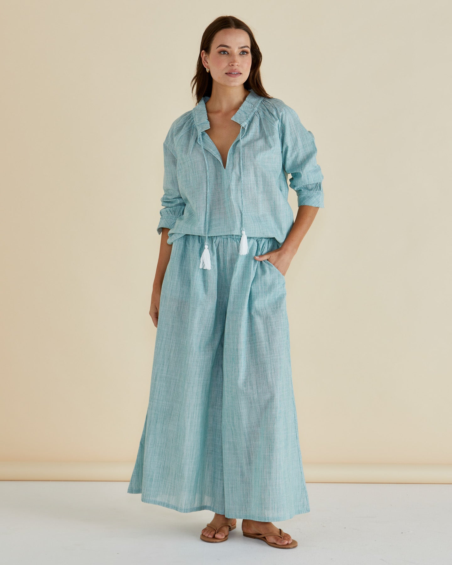 Betty Basics Charli Blouse (Green Stripe)