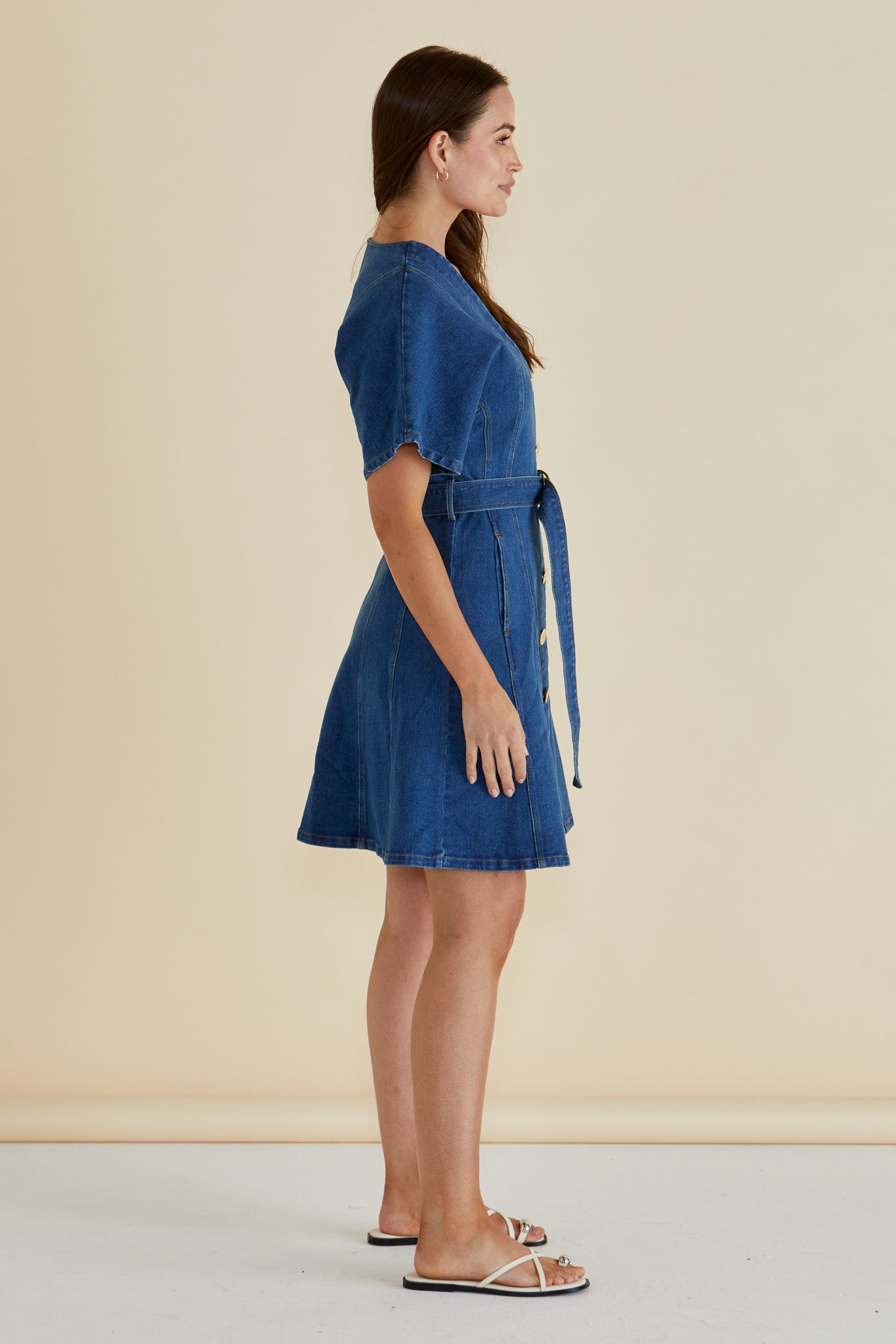 Betty Basics Fiori Denim Dress (Mid Wash)