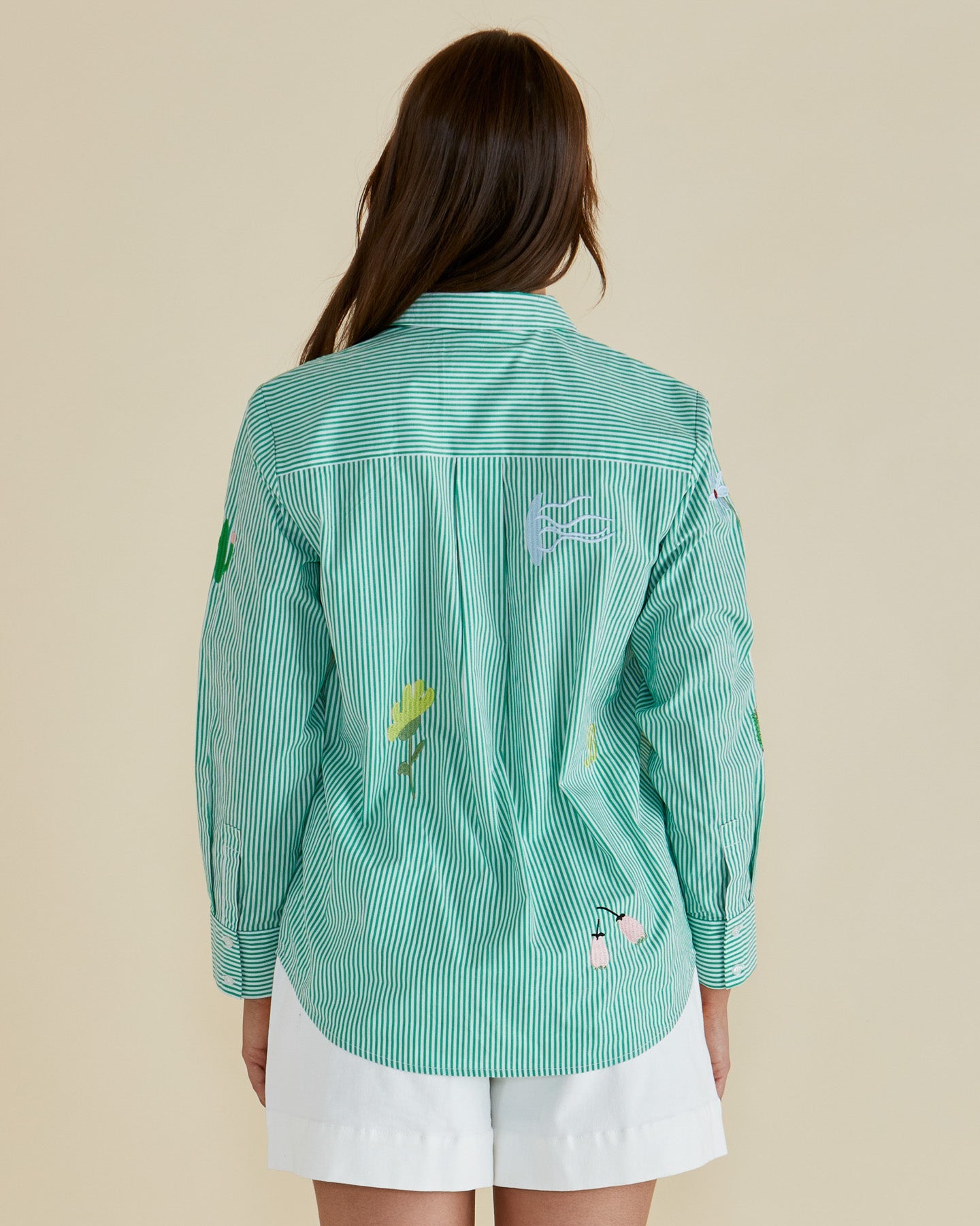 Betty Basics Kimmie Floral Shirt (Floral Green Stripe)