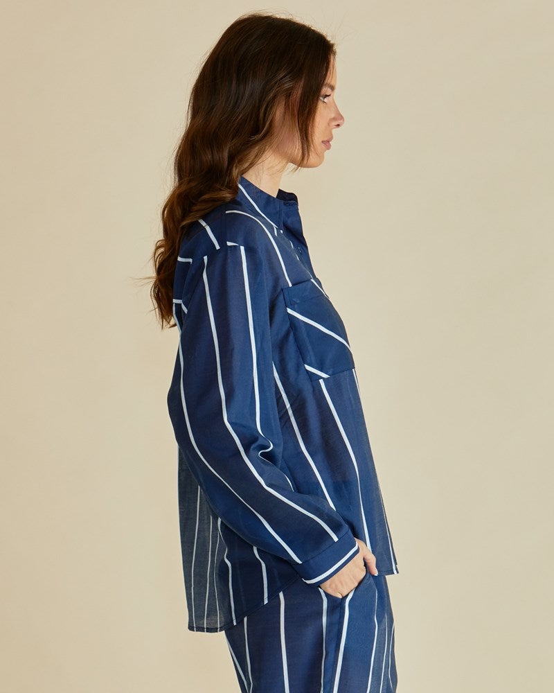 Betty Basics Hayman Shirt (Navy/White Stripe)