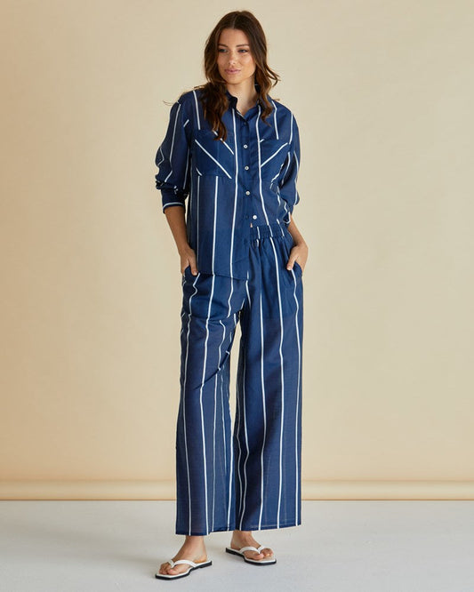 Betty Basics Hayman Pant (Navy/White Stripe)