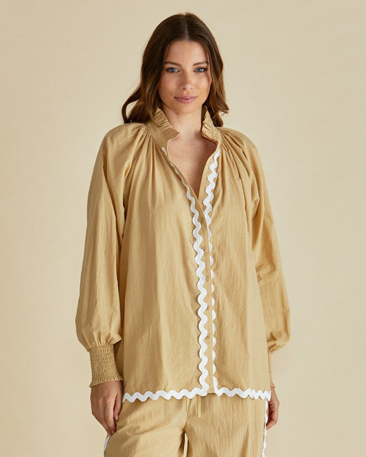 Betty Basics Romi Shirt (Beige Ric Rac)