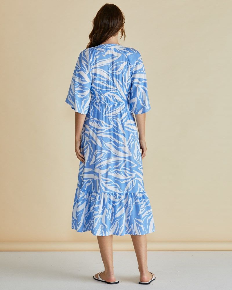Betty Basics Moxie Dress (Blue Abstract Print)