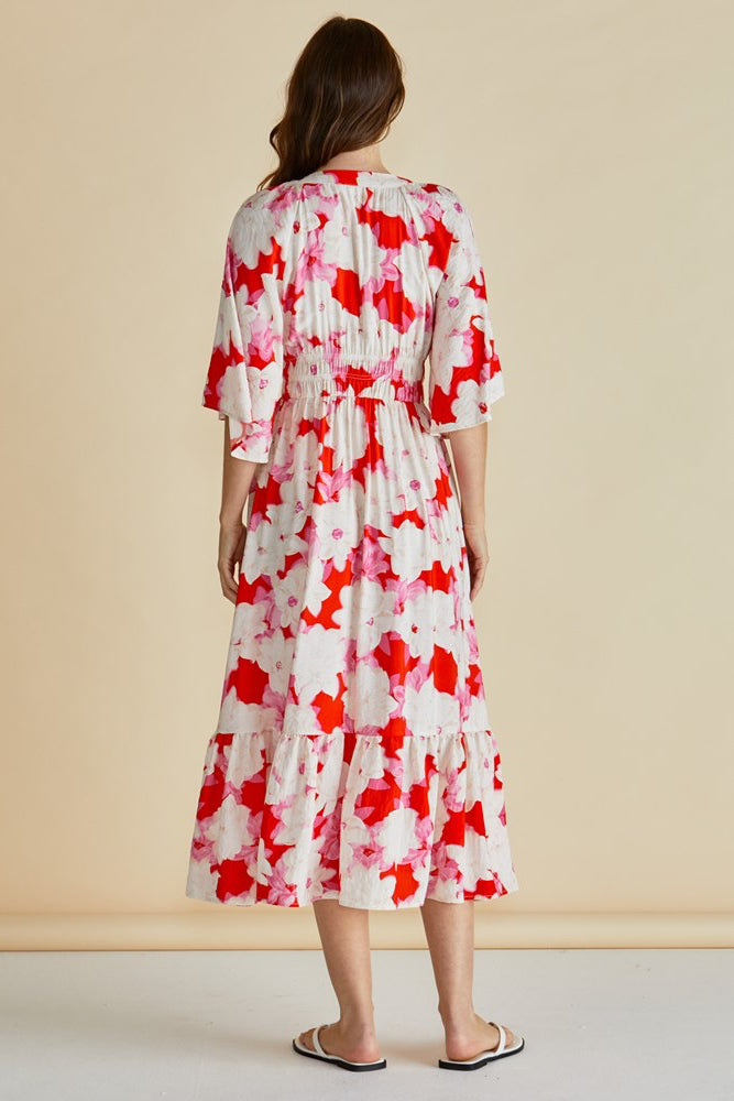 Betty Basics Moxie Dress Red Print Floral (Red Floral Print)