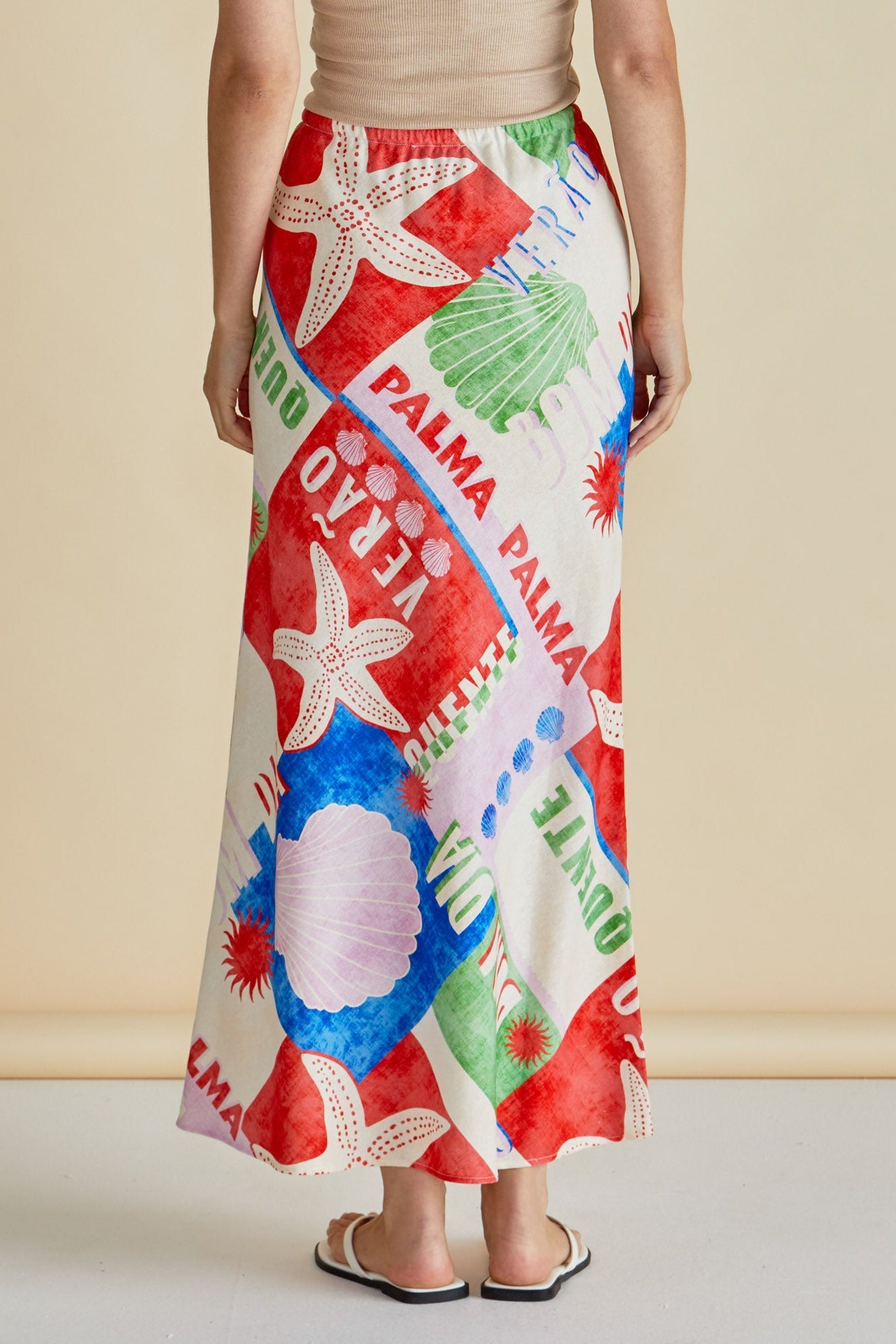 Betty Basics Brooke Bias Skirt (Seashell Print)
