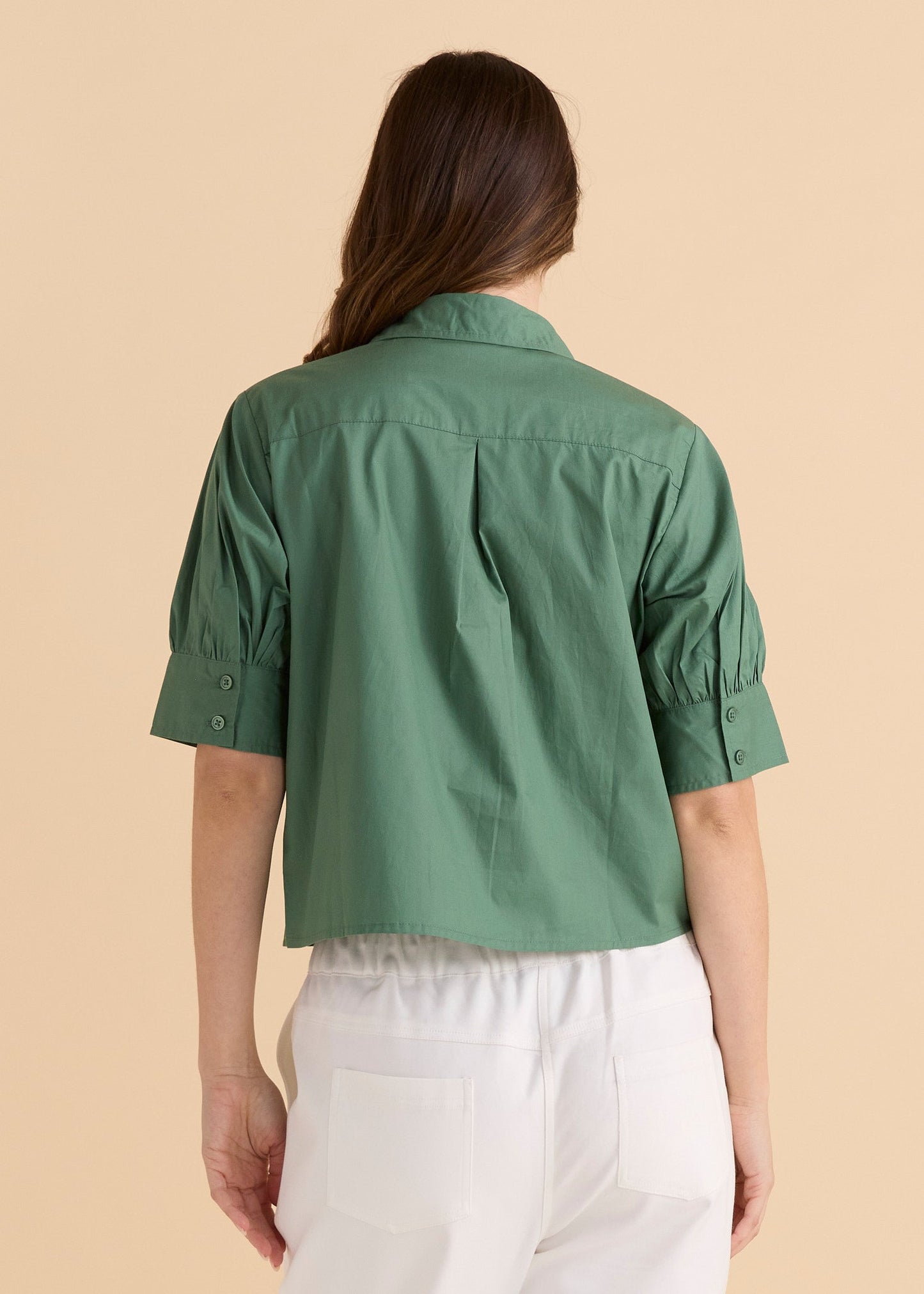 Betty Basics Reagan Poplin Shirt (Green)