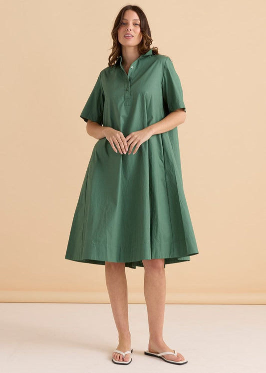 Betty Basics Savannah Swing Shirt Dress (Green)
