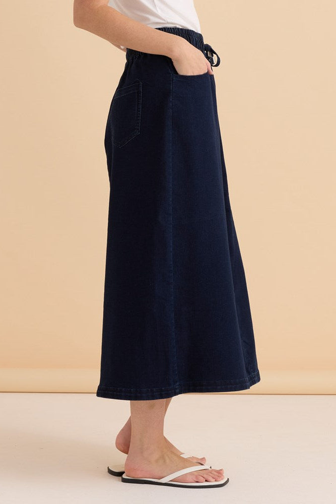 Betty Basics Maxi Jogger Skirt (Dark Blue Wash)